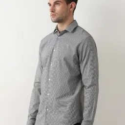 SELECTED HOMME Grey Regular Fit Self Design Cotton Shirt image 3