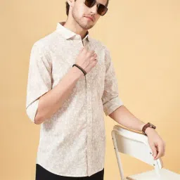 Byford by Pantaloons Beige Cotton Slim Fit Printed Shirt image 4