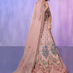 Odette Pink Embroidered Semi Stitched Lehenga Blouse Set With Dupatta image 3