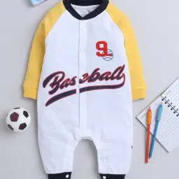 Bumzee Kids White & Yellow Printed Full Sleeves Sleepsuit-image-15