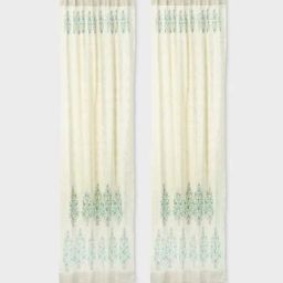 fabindia home Fabindia Kathit Beige & Green 9 ft. Long Door Curtain - Single Piece-picture-16