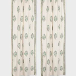 Fabindia Teal Cotton Linen 7 ft. Door Curtain - Single Piece-image-47