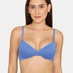 Rosaline by Zivame Amparo Blue Non Wired Padded T Shirt Bra-image-91