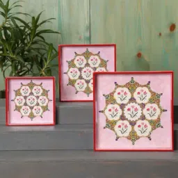 Home4U 'Floria' Pink Mdf Serving Tray Set-picture-42