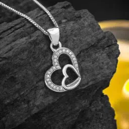 Anayra 92.5 Sterling Silver Heart Pendant with Chain for Women-picture-38