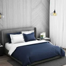 Spaces Hygro Navy Cotton 300 TC Double Duvet Cover-picture-13