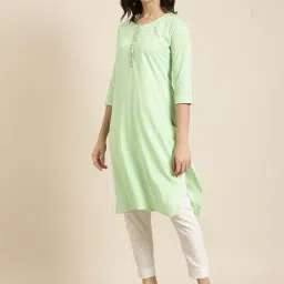 showoffff SHOWOFF Green Regular Fit Kurta image 3