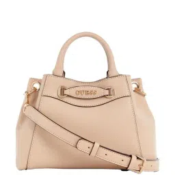 Guess Beige Solid Satchel Handbag-image-71