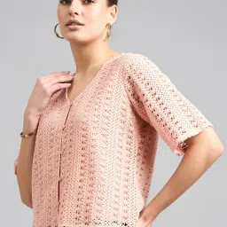 Style Quotient Peach Cotton Regular Fit Top image 3