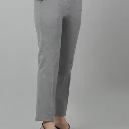 Cantabil Grey Cotton Lycra Regular Fit Mid Rise Trousers image 3