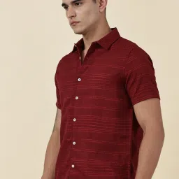 Thomas Scott Red Slim Fit Self Pattern Shirt image 3