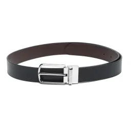 Louis Stitch Black Textured Leather Reversible Belt for Men image 3