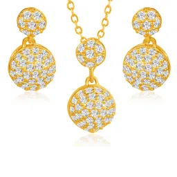 Peora Gold Plated Contemporary CZ Studded Stud Pendant & Earring image 3