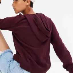 GAP Purple Cotton Regular Fit Solid Hoodie image 2