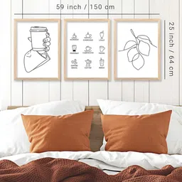 Kotart Brown & White 3 Pieces Wooden Restaurant Wall Arts image 4