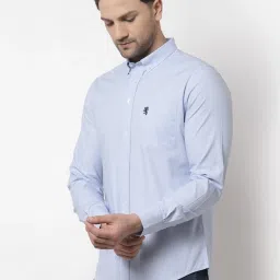 Red Tape Blue Cotton Regular Fit Striped Shirt image 3