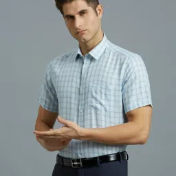 Reid & Taylor Blue Regular fit Checks Shirt image 3