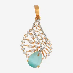 Kushal's Fashion Jewellery Mint Rhodium Gold-Plated Party Zircon Pendant Set image 4