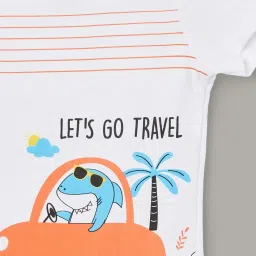 Juniors by Lifestyle Kids White & Peach Cotton Printed T-Shirt image 3