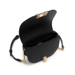 Aldo Saddlebae Black Synthetic Textured Sling Handbag image 3