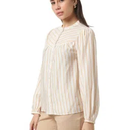 Van Heusen White Regular Fit Striped Top image 3