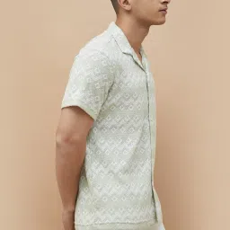 Fame Forever By Lifestyle White Regular Fit Self Pattern Shirt image 3