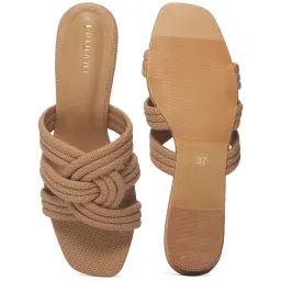 Eridani Women Simone Beige Cross Strap Sandals image 3