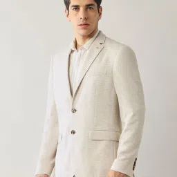 Arrow Beige Terylene Slim Fit Self Blazer image 3