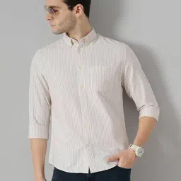 celio celio* Beige Regular Fit Striped Cotton Shirt-picture-13