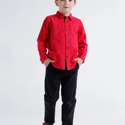 Kate & Oscar Boys Red Printed Shirt image 4