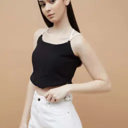 Ginger By Lifestyle Black Regular Fit Crop Top image 3