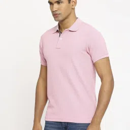 Basics Pink Cotton Muscle Fit Texture Polo T-Shirt image 3