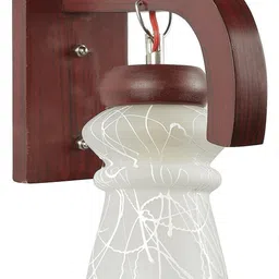 1ST TIME White & Brown Textured Wood Contemporary Abstract Shaped Shaped Wall Lamp image 3