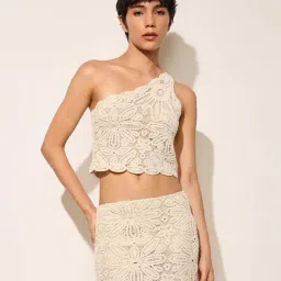 Only Beige Cotton Regular Fit Self Pattern Top-picture-37