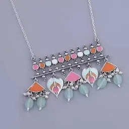 Sangria Stones Studded & Beaded Necklace-picture-47