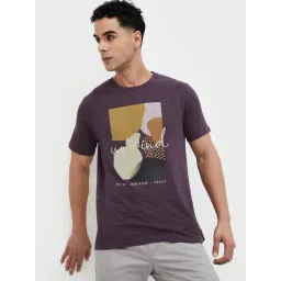 Code By Lifestyle Purple Regular Fit Texture T-Shirt-picture-12