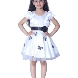 Shahina Fashion Girls White Polyester Belted Fit & Fare Party Wear Dress-picture-33