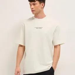 The Bear House Cream Cotton Printed Regular Fit T-Shirt-image-2