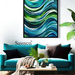 Sassyco Green & Teal Canvas Abstract Wall Paintings-picture-20