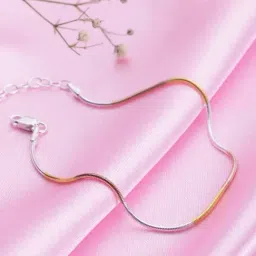 Zavya 925 Silver Simple Triple Tone Chain Bracelet for Women-picture-19