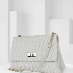 Van Heusen White Textured Cross Body Bag-image-42