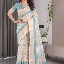 MAHARANI COUTURE Floral Pure Cotton Jamdani Saree-picture-35
