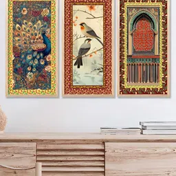 Kotart Brown & White 3 Pieces Birds and Animals Wooden Wall Paintings image 5