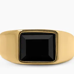 SWASHAA Men Daro Black Stone Signet Ring image 2