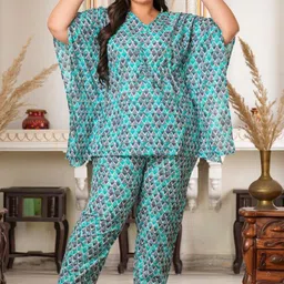 KALINI Women Printed Kaftan Night Suit-picture-39