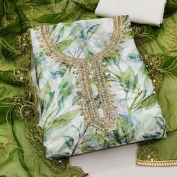 SAINOOR Embellished Organza Semi-Stitched Dress Material-picture-14