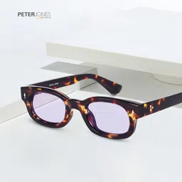 Peter Jones Eyewear Unisex Purple Lens & Brown Square Sunglasses with image 2