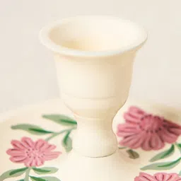 Chumbak Off White Wildflower Hand-Painted Candle Holder image 3