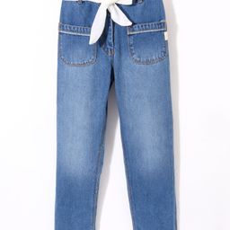 Little Kangaroos 100% Cotton Ankle Length Solid Color Denim Jeans - Light Blue-picture-38