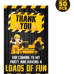 Zyozi Under Construction Theme Thank You for Coming To My Party and Having a Loads Of Fun Tags Yellow & Black - Pack of 50-picture-37